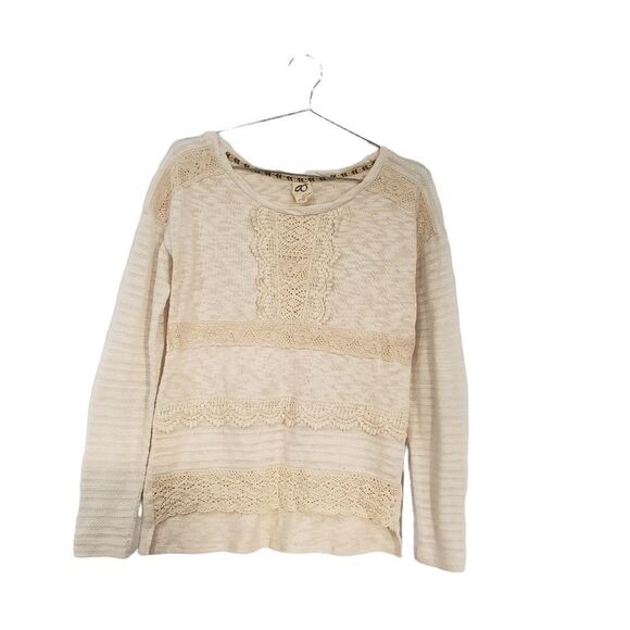 Anthropologie One September Sweater Small Crocheted Heirloom Creme Lace - Picture 1 of 16